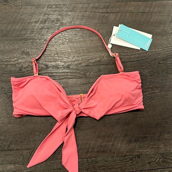 Shore XL Bubble Gum Pink Two-Piece Bandeau Tie Bikini - Picture 2 of 14